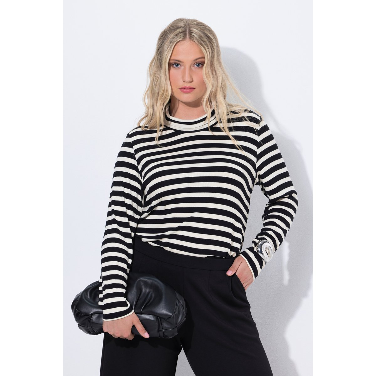 T-shirt slim à col roulé noir, ULLA POPKEN