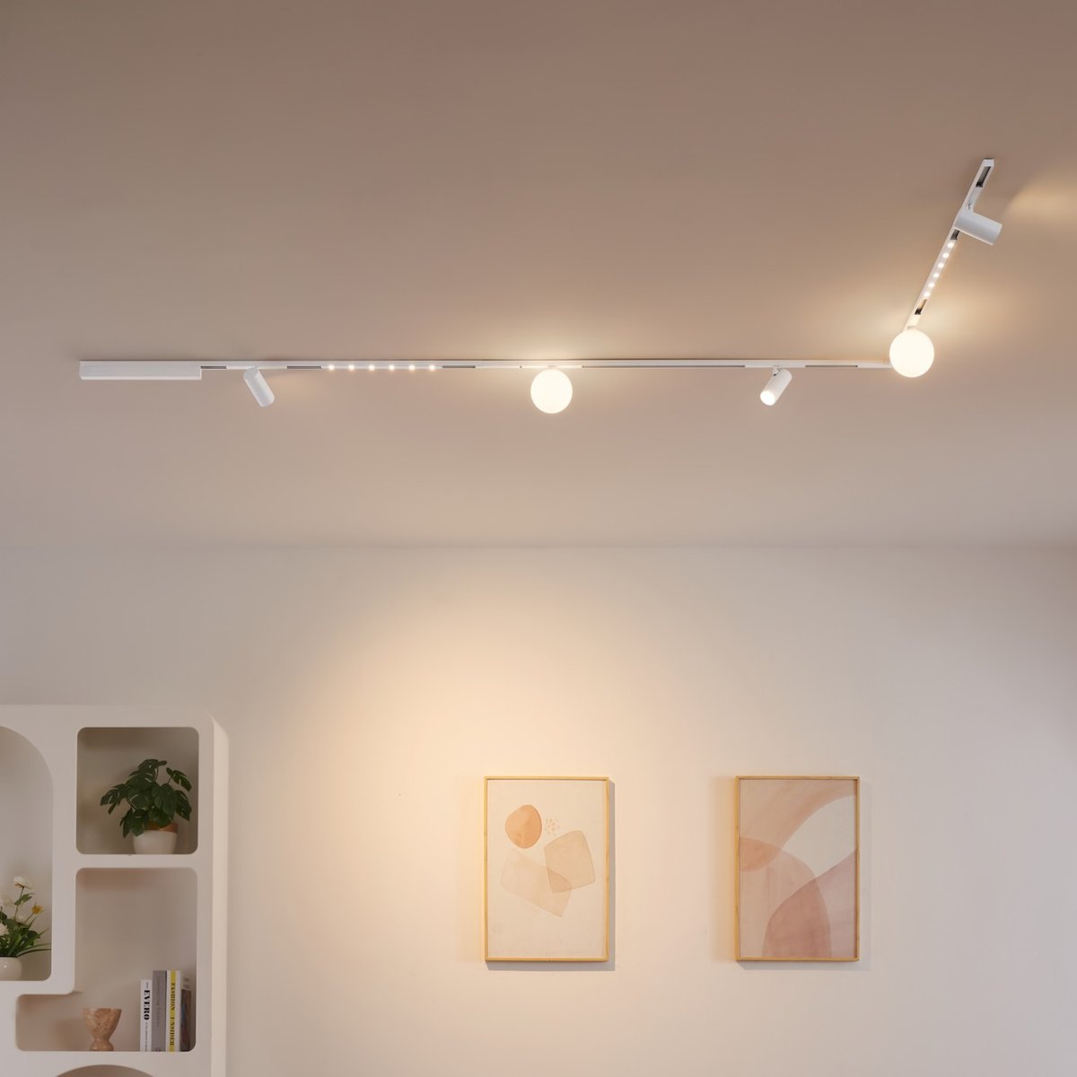 Kit 3 rails L LED spots + boules - LYNE blanc, KOSILUM