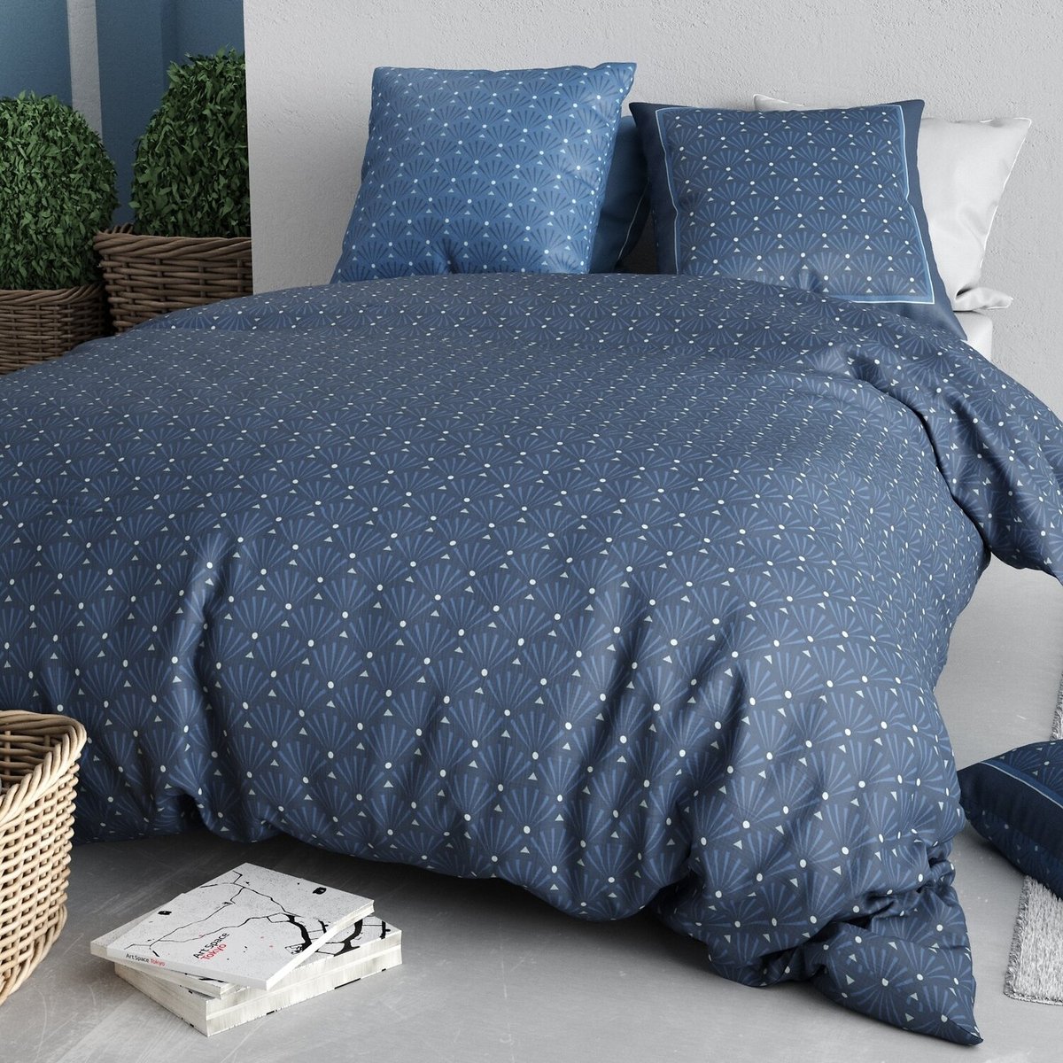 Parure housse de couette en coton imprimée, Azura multicolore, ATELIER DU COTON