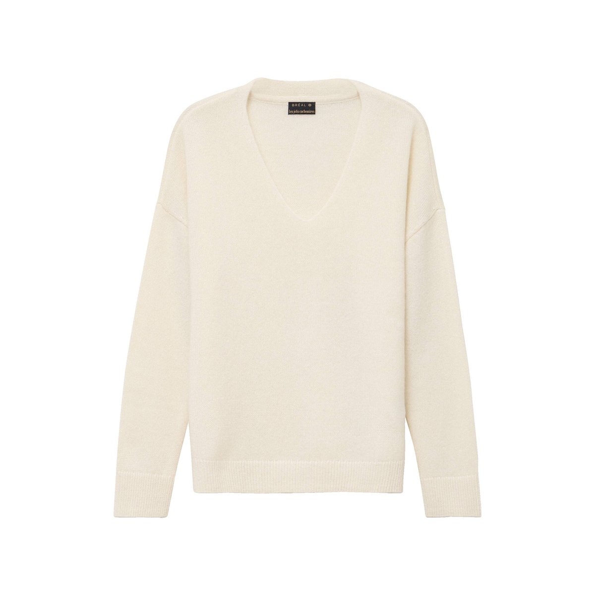 Pull en cachemire col v ecru, BREAL