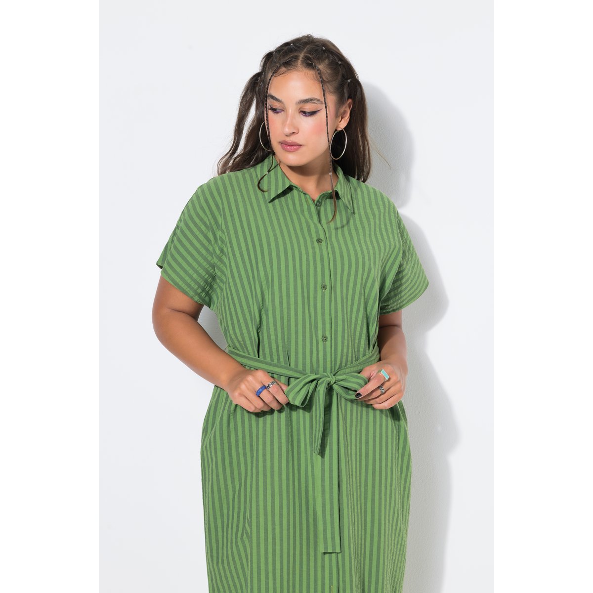 Robe chemisier en seersucker rayé cactus, STUDIO UNTOLD
