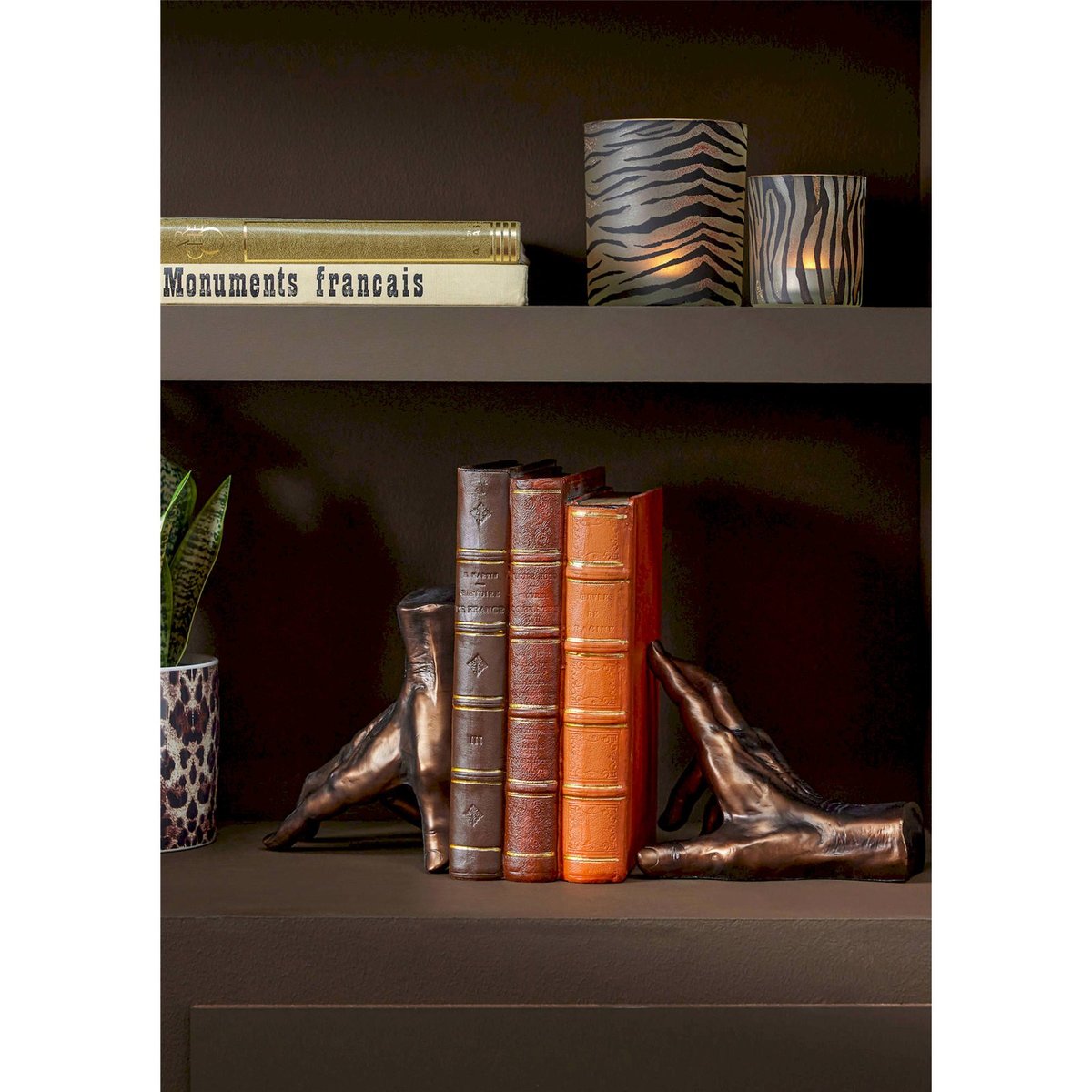 Serre-livres mains en résine bronze, RECOLLECTION