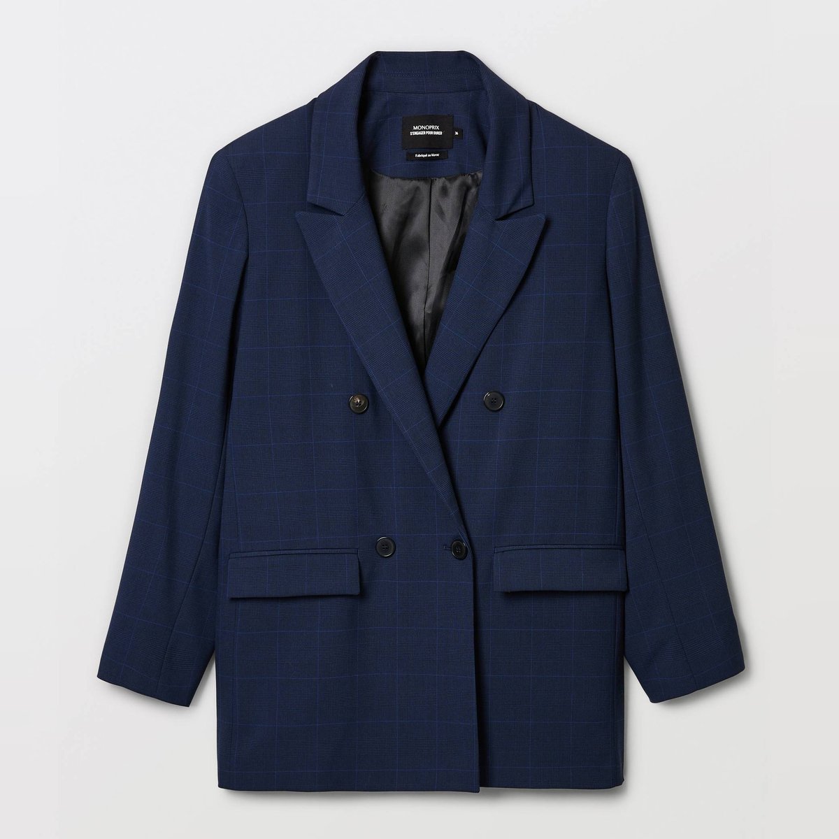 Veste blazer à carreaux cachalot, MONOPRIX