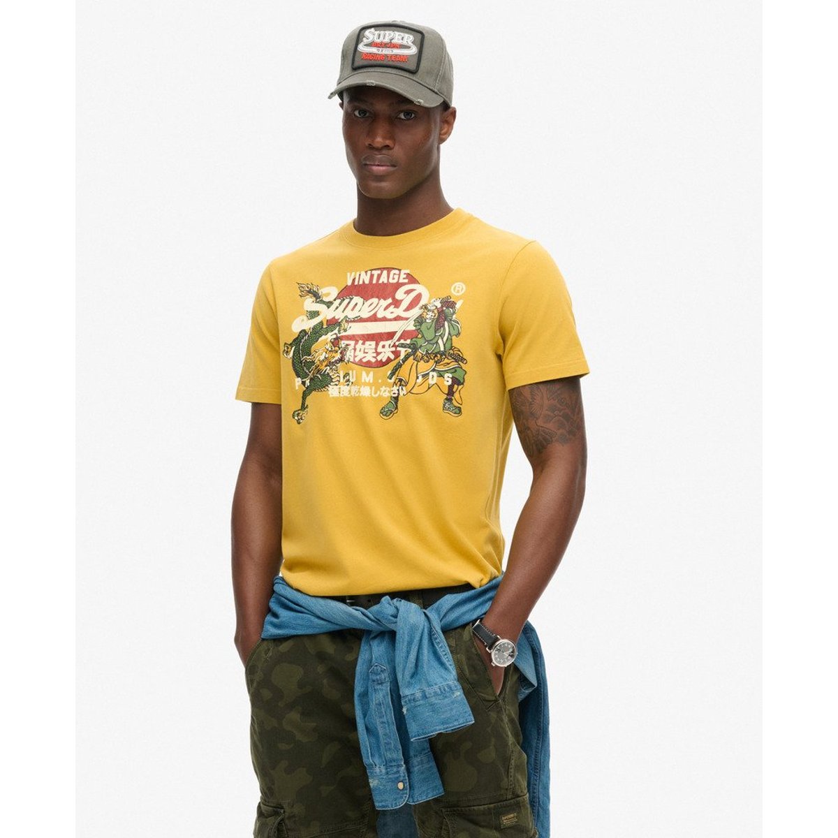 T-shirt à motif Tokyo jaune pétrole, SUPERDRY