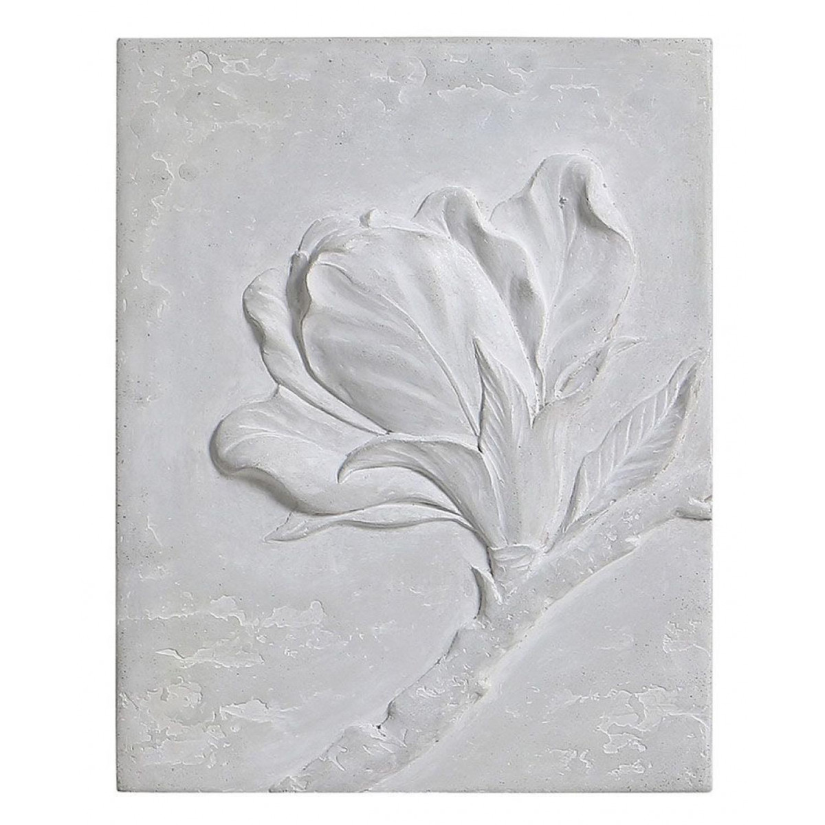 Triptyque en béton motif floral en relief - gris, INTERIOR'S