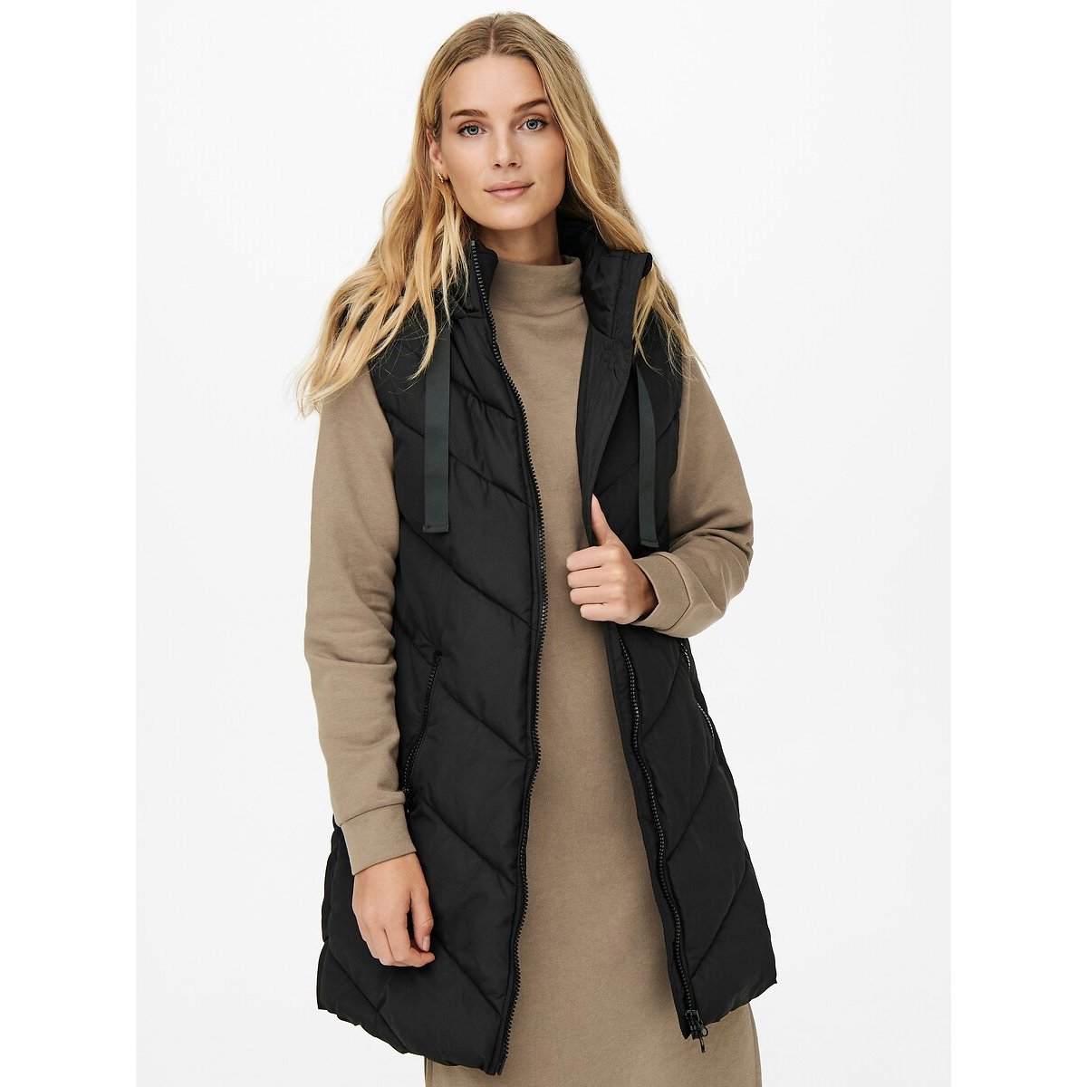 Piumino media lunghezza con chiusura a zip, mezza stagione nero , JDY