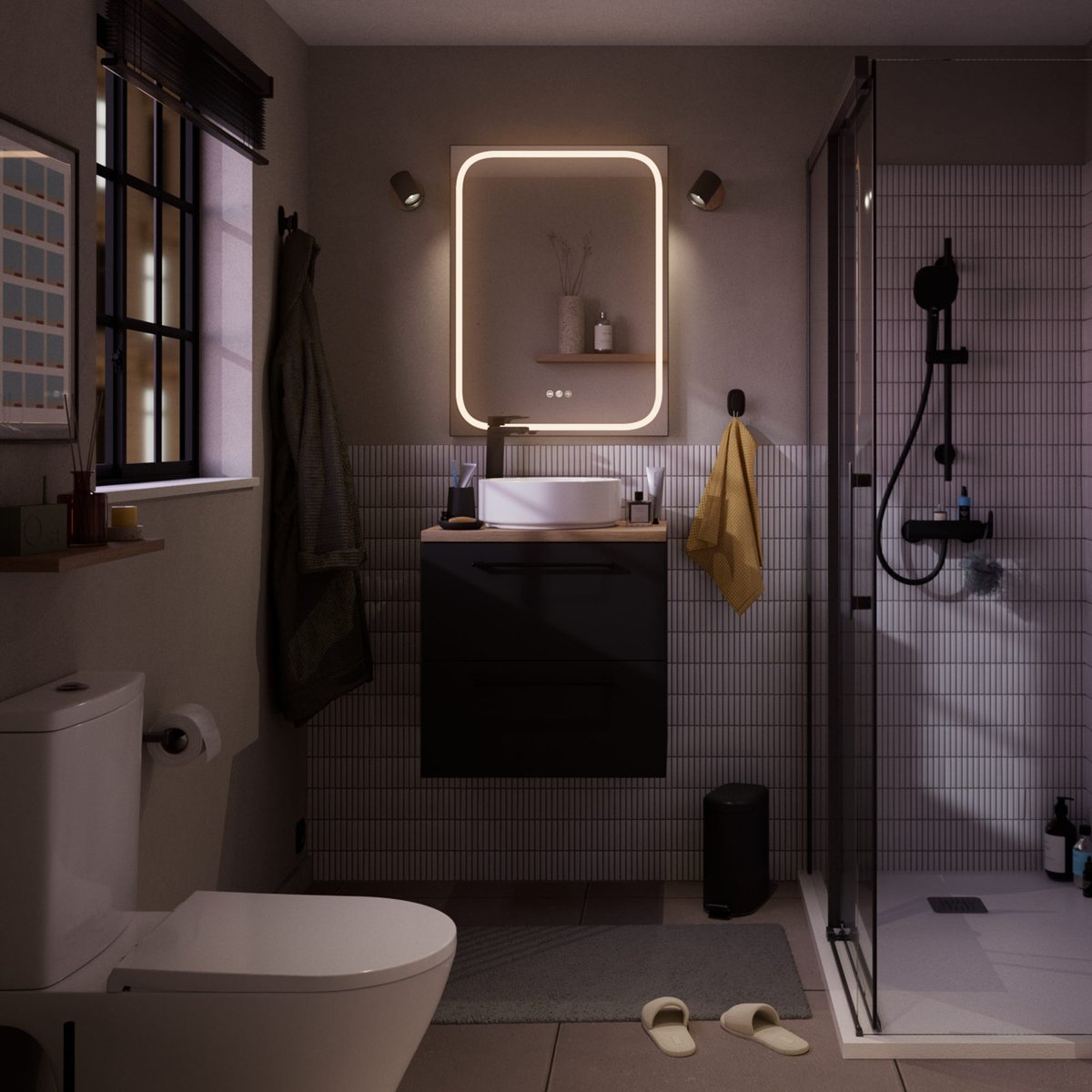 Miroir LED, REMIX noir, SENSEA
