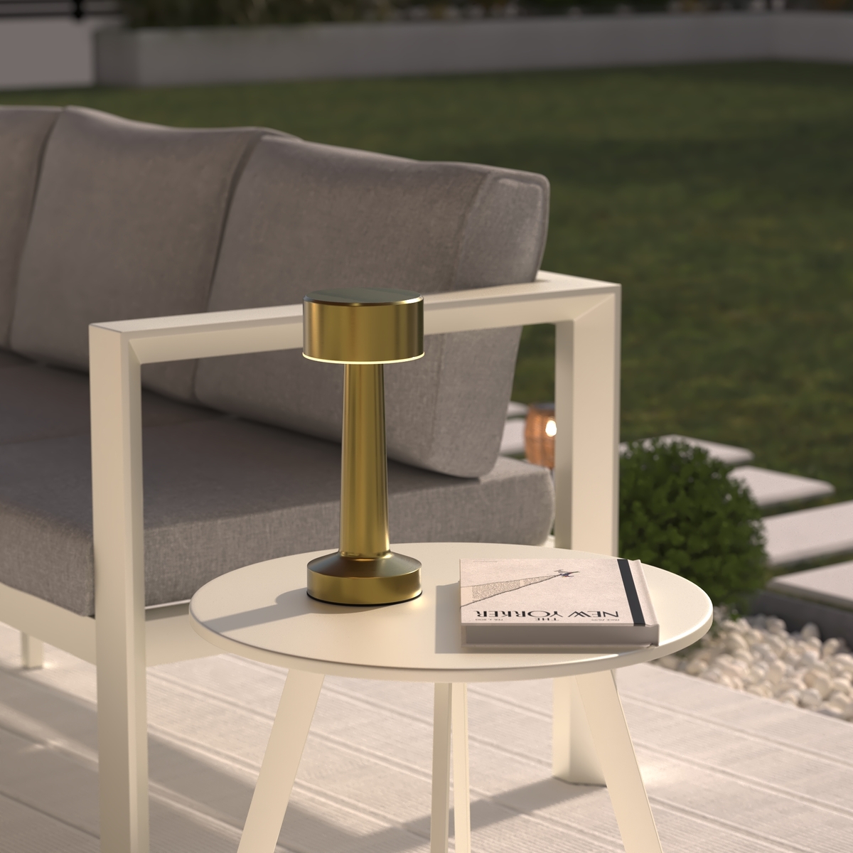 Lampe d'extérieur nomade rechargeable USB HALTO doré, ATMOSPHERA