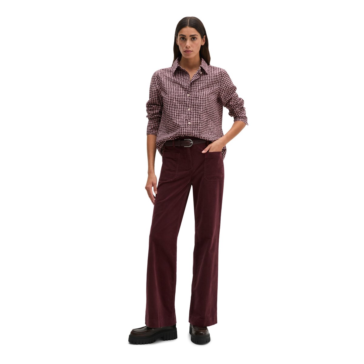 Blouse A-Shape en popeline Papertouch rouge, MARC O'POLO