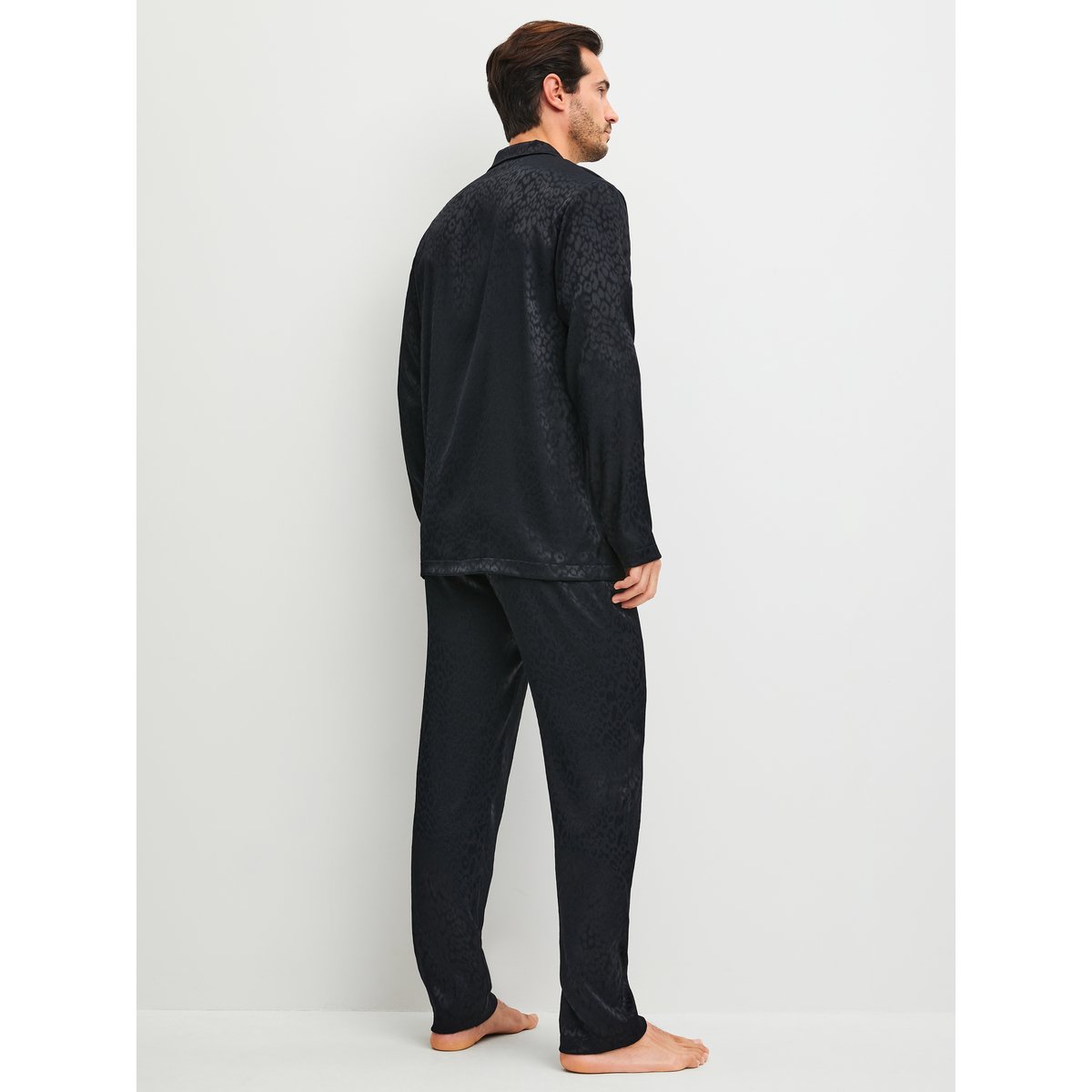 Pyjama boutonné manches longues Viscose WOVEN JACQUARD noir, CALIDA