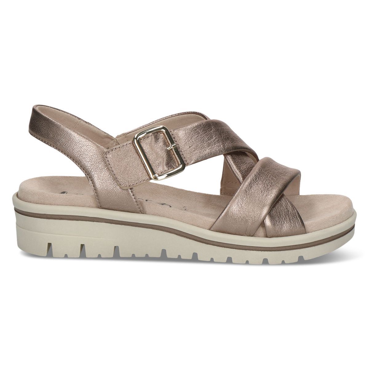 Sandale en cuir marron taupe, CAPRICE