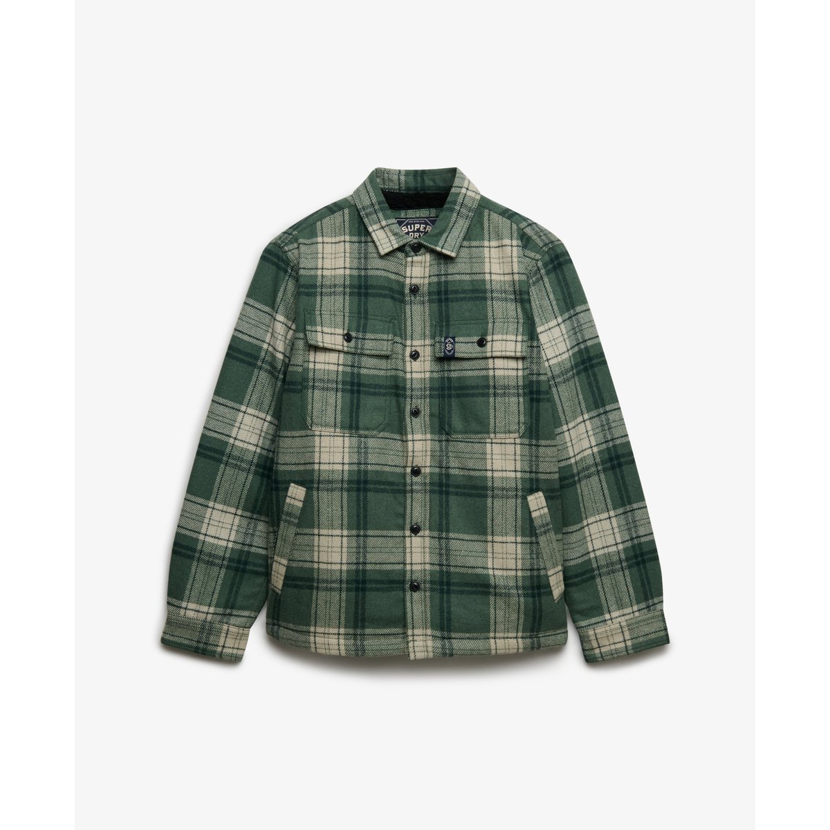 Overshirt Miller Borg coupe oversize vert à carreaux, SUPERDRY