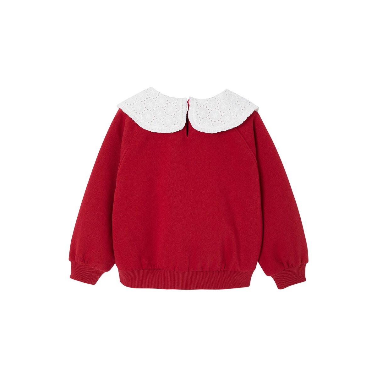 Sweat col brodé message flock velours rouge, VERTBAUDET
