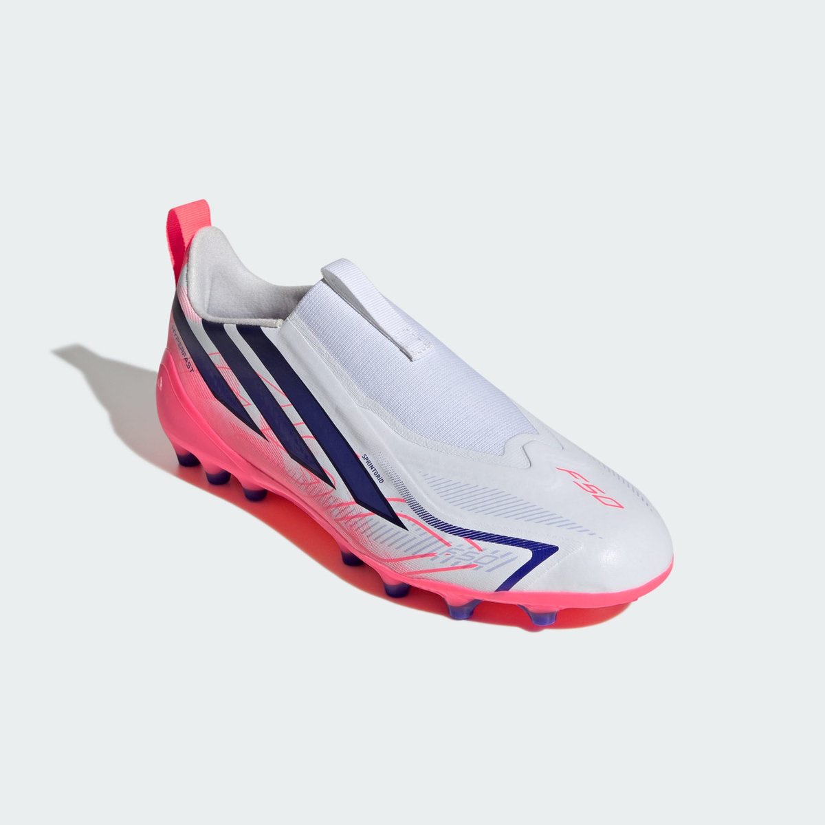 F50 Hyperfast League Laceless Artificial Ground Football Boots Kids F50 Hyperfast League Laceless Artificial Ground Football Boots Kids cloud white / solar purple / solar turbo, adidas Performance