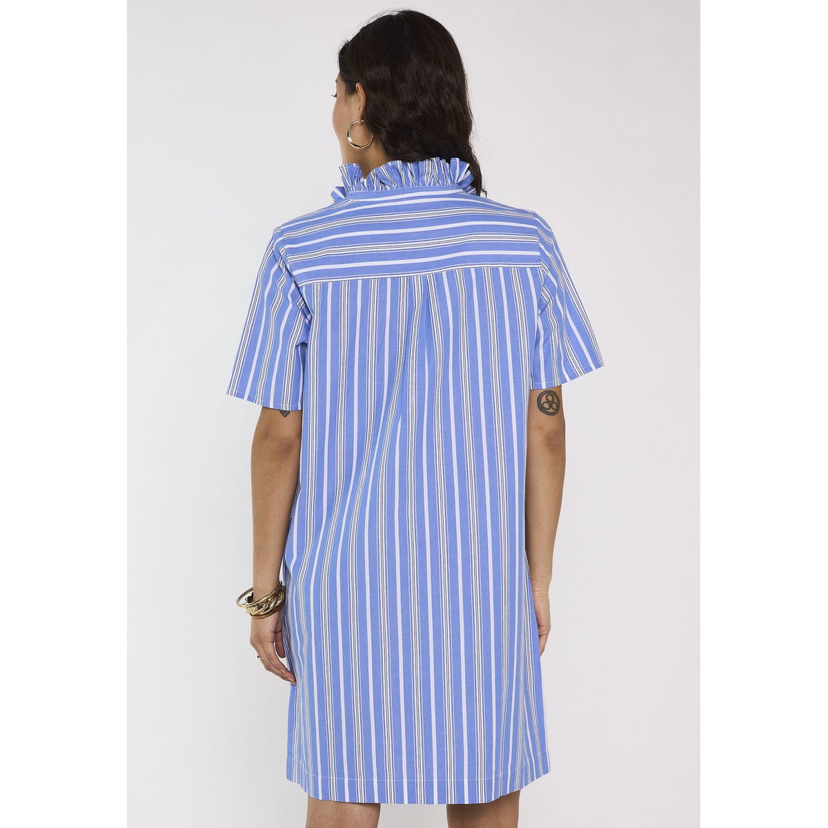 Robe droite rayée à manches courtes en coton BLAKE bleu roi, Maison 123