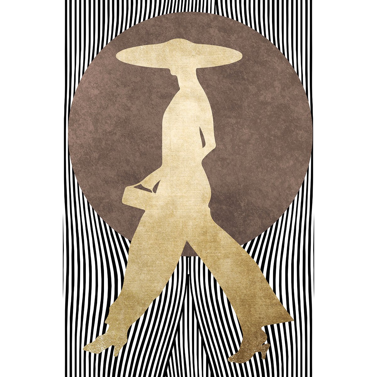 Tableau silhouette femme à chapeau tableau alu dibond, HEXOA