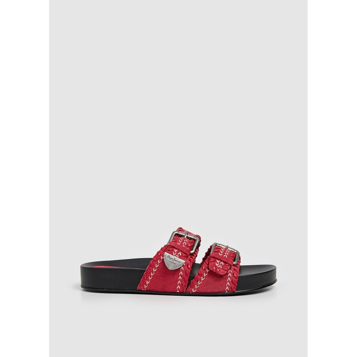 Mules doubles brides AGNES ETHNIC rouge, PEPE JEANS