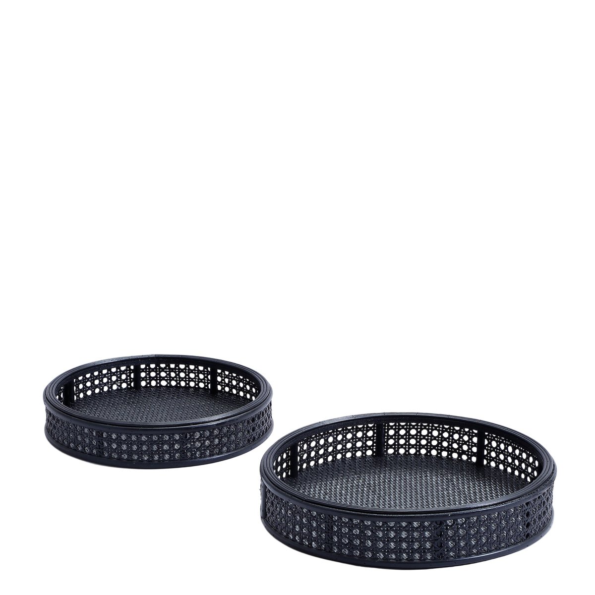 Set de 2 plateaux décoratifs ronds L16 YSIA noir, SIA DECO