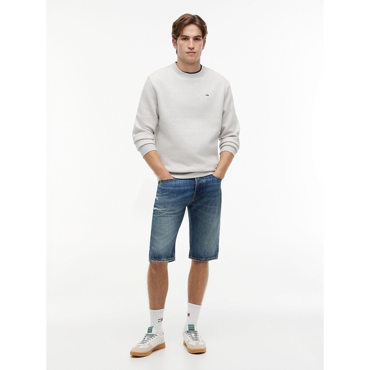 Sweatshirt mit rundem Ausschnitt grau, TOMMY JEANS