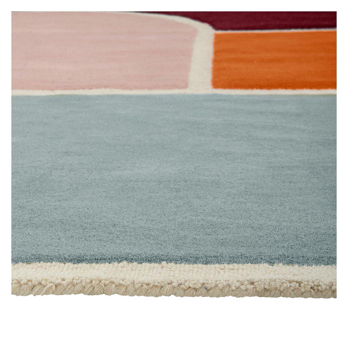 Tapis de salon laine BERYL bordeaux, orange, rose poudré, bleu ciel, multicolore, HABITAT