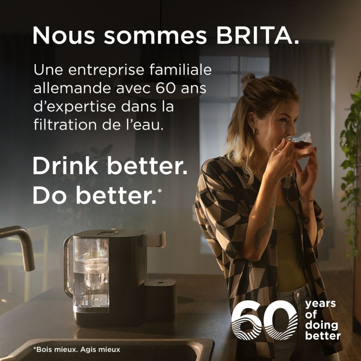 Fontaine à eau CUBE (4.0 L) technologie UV-C + 1 filtre à eau MAXTRA PRO Expert anti-tartre couleur unique, BRITA