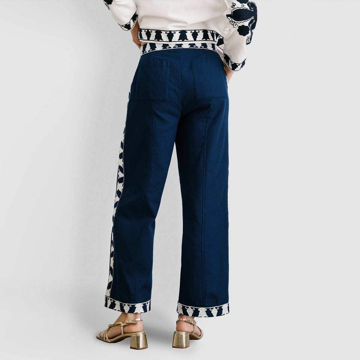 Pantalon Droit Avec Détails Brodés bleu océan, PEPE JEANS