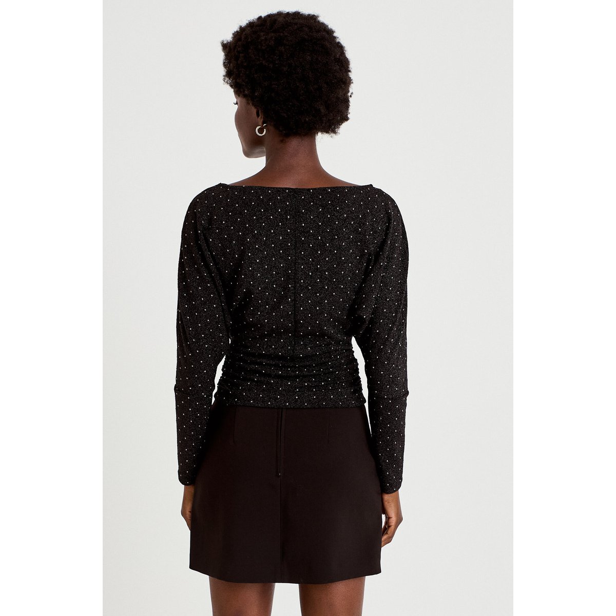 Top droit col bateau manches longues noir, CACHE CACHE