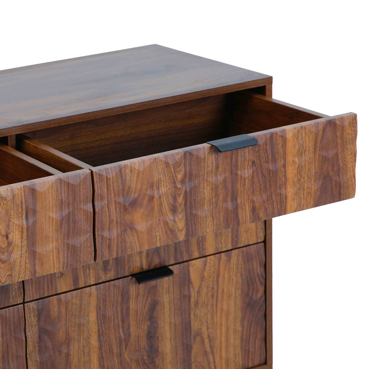Commode à 6 tiroirs en MDF décor mélaminé 112 cm, DAVE bois foncé, OVIALA