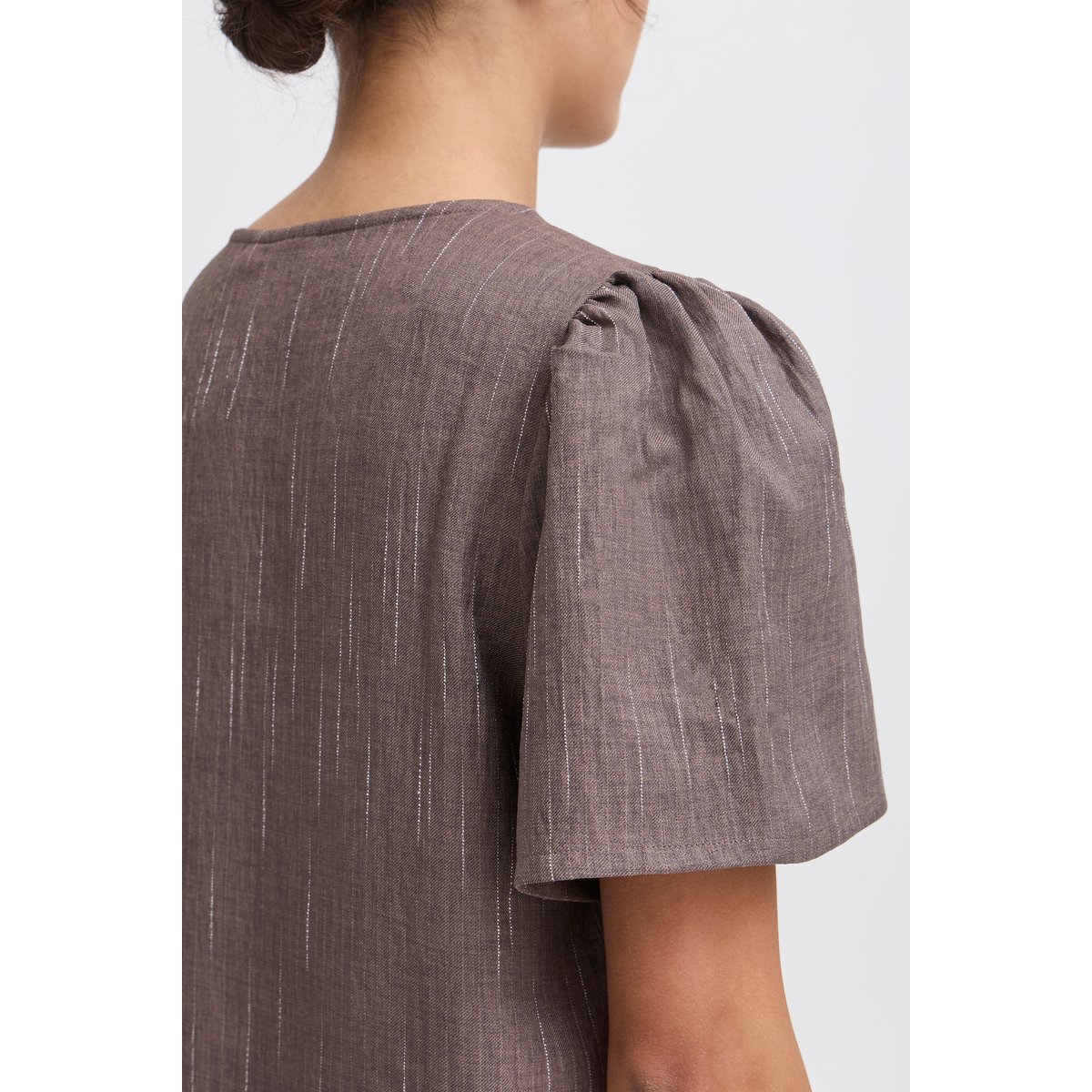 T-shirt beige teak w. pinst., ICHI