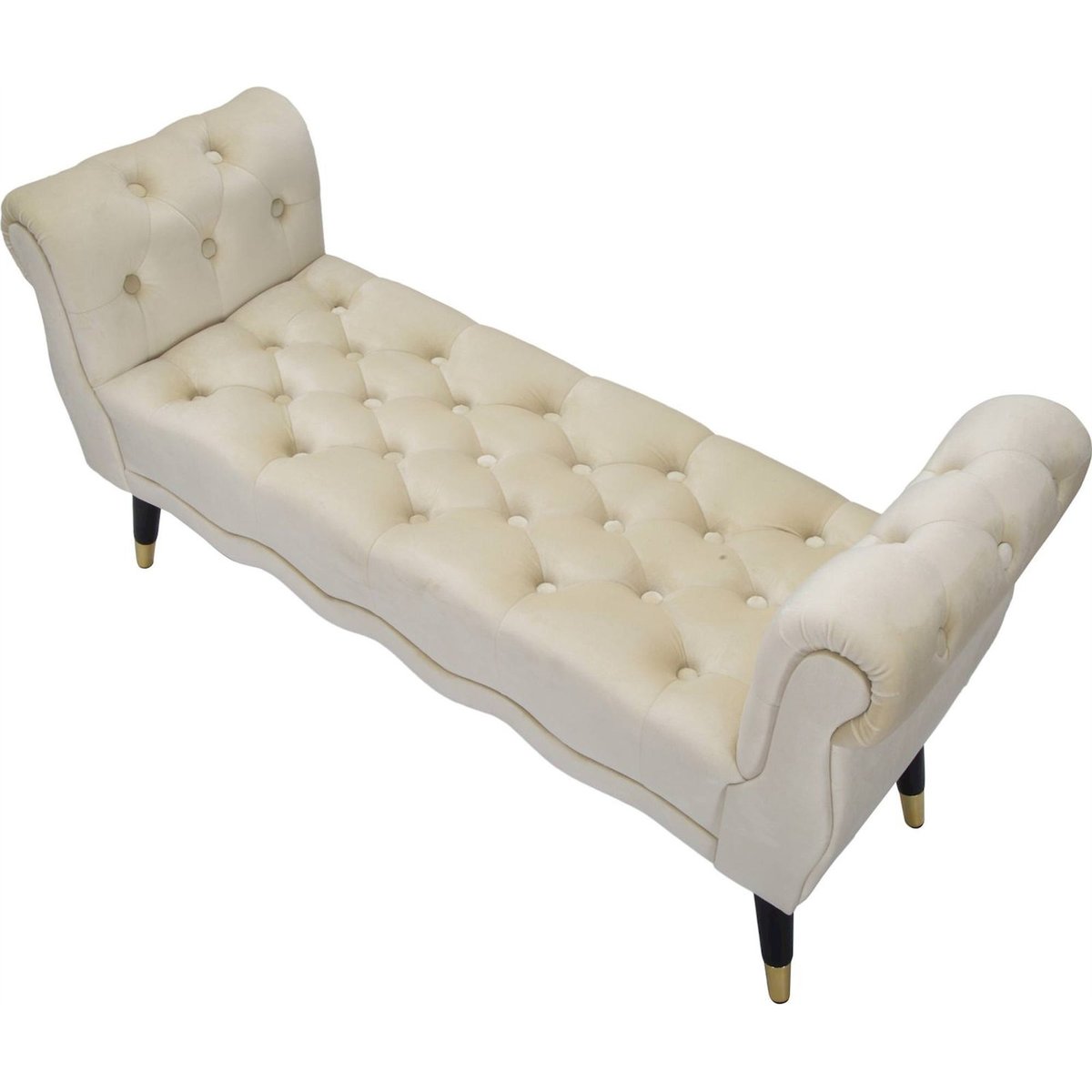 Banquette capitonnée bout de lit GLAM crème noir et doré, RECOLLECTION