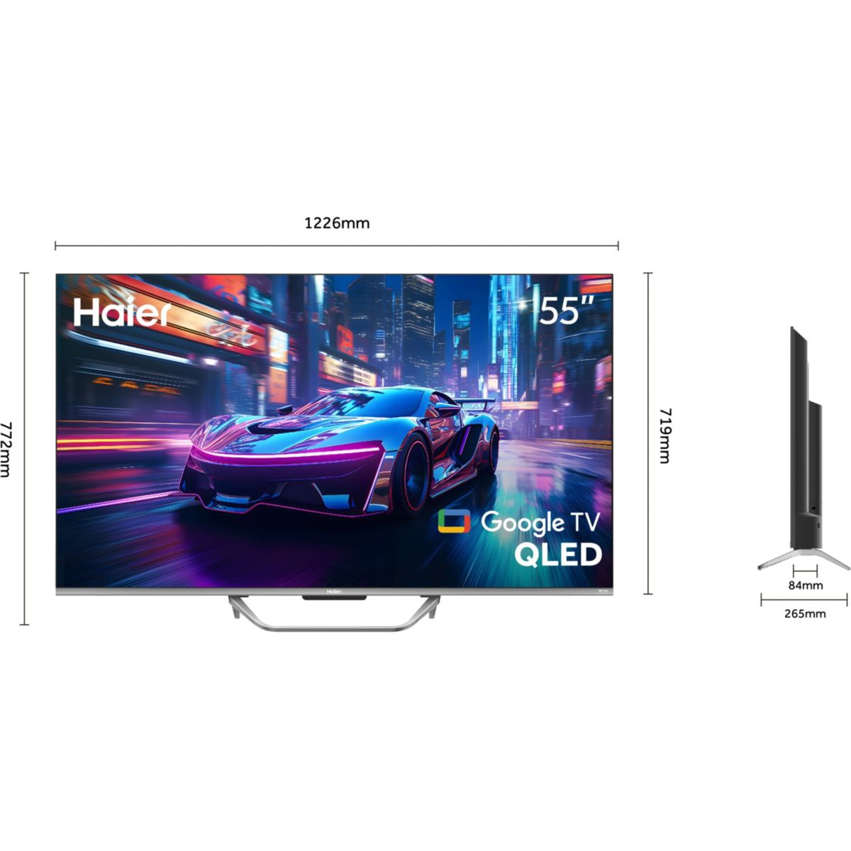TV QLED H55Q80FUX (2026) 55" (140 cm) couleur unique, HAIER