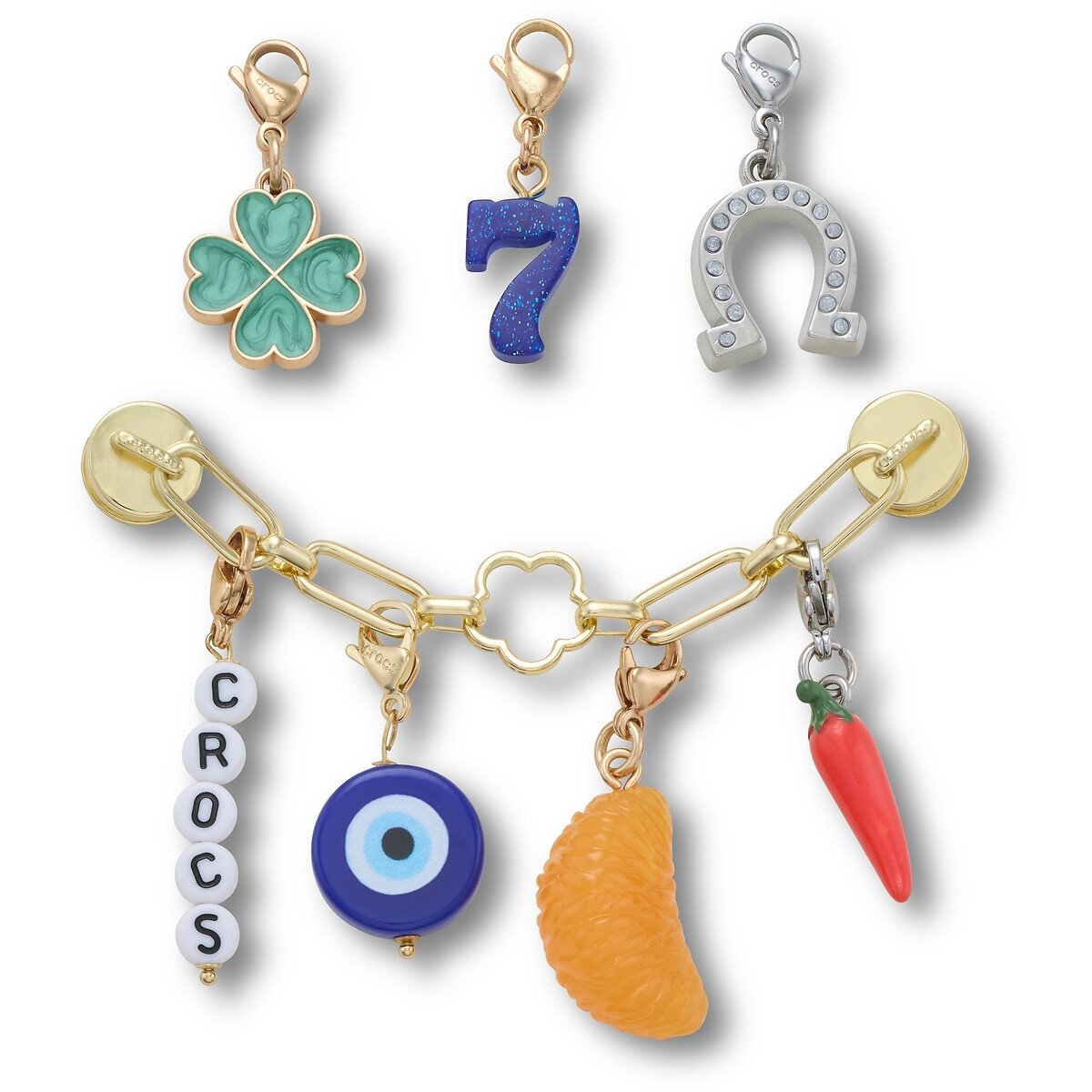Lot de 5 Jibbitz Adjustable Charm Chain Lucky multicolore, CROCS