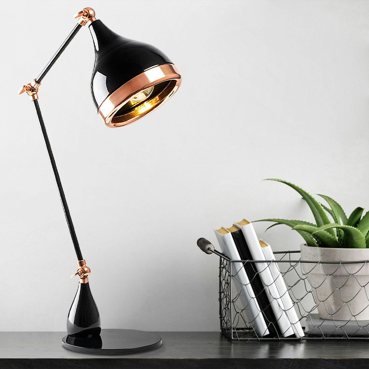 Lampe articulée design noir & cuivre, style moderne chic SILE noir, PIER IMPORT