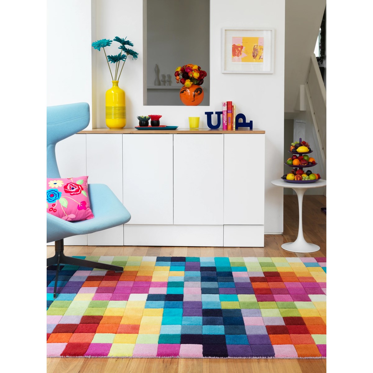 Tapis pure laine à motifs colorés FLASHY BOXES multicolore, NOVATREND