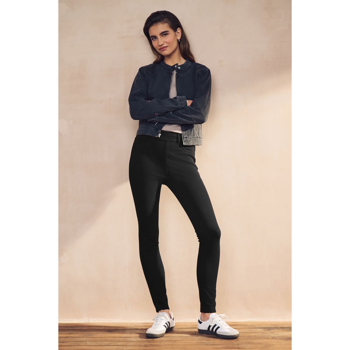 Legging long en jean jersey, lot de 2 noir/bleu, NEXT