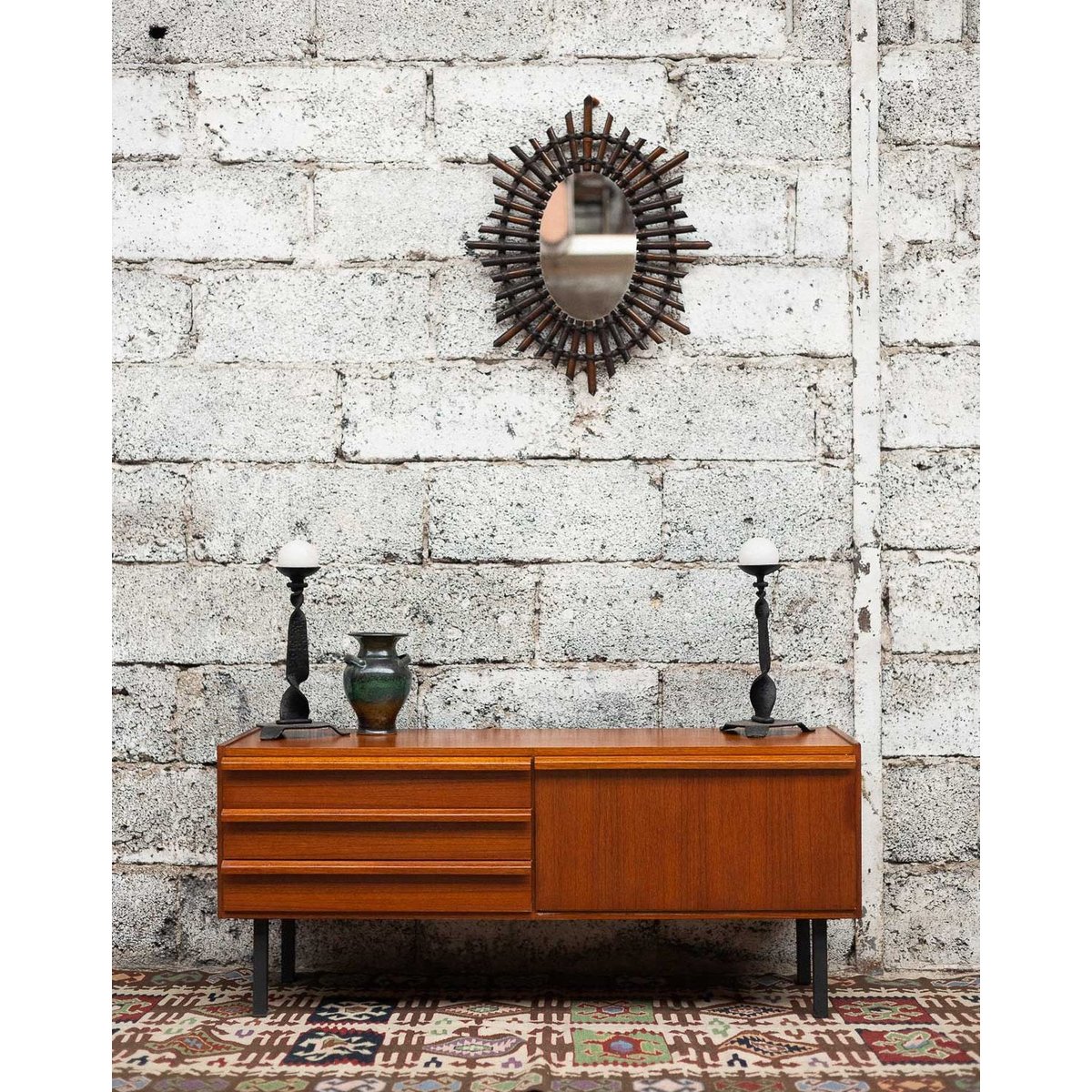 Enfilade scandinave en teck Margaret N°488 - Bon état bois foncé, DEBONGOUT