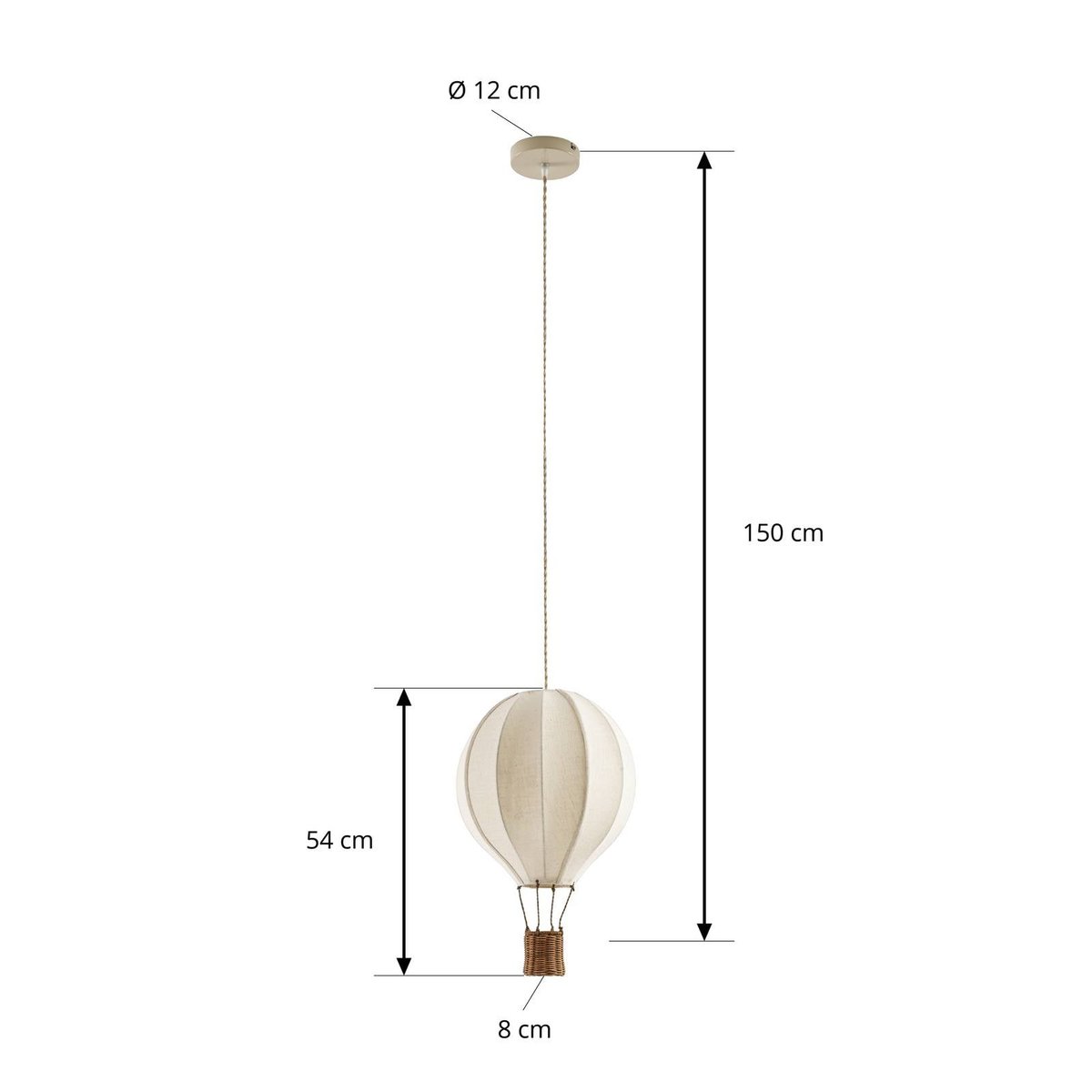 Suspension en textile, Aeris beige, bois clair, LINDBY
