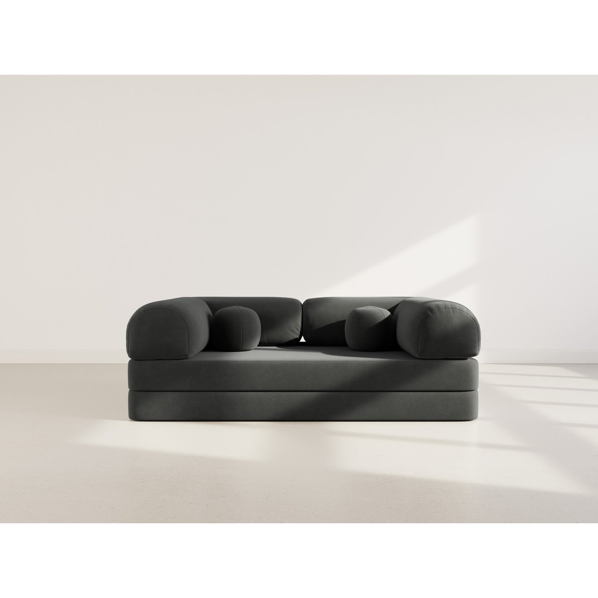 Canapé 3pl convertible en velours texturé, NEBULA gris, BEST MOBILIER