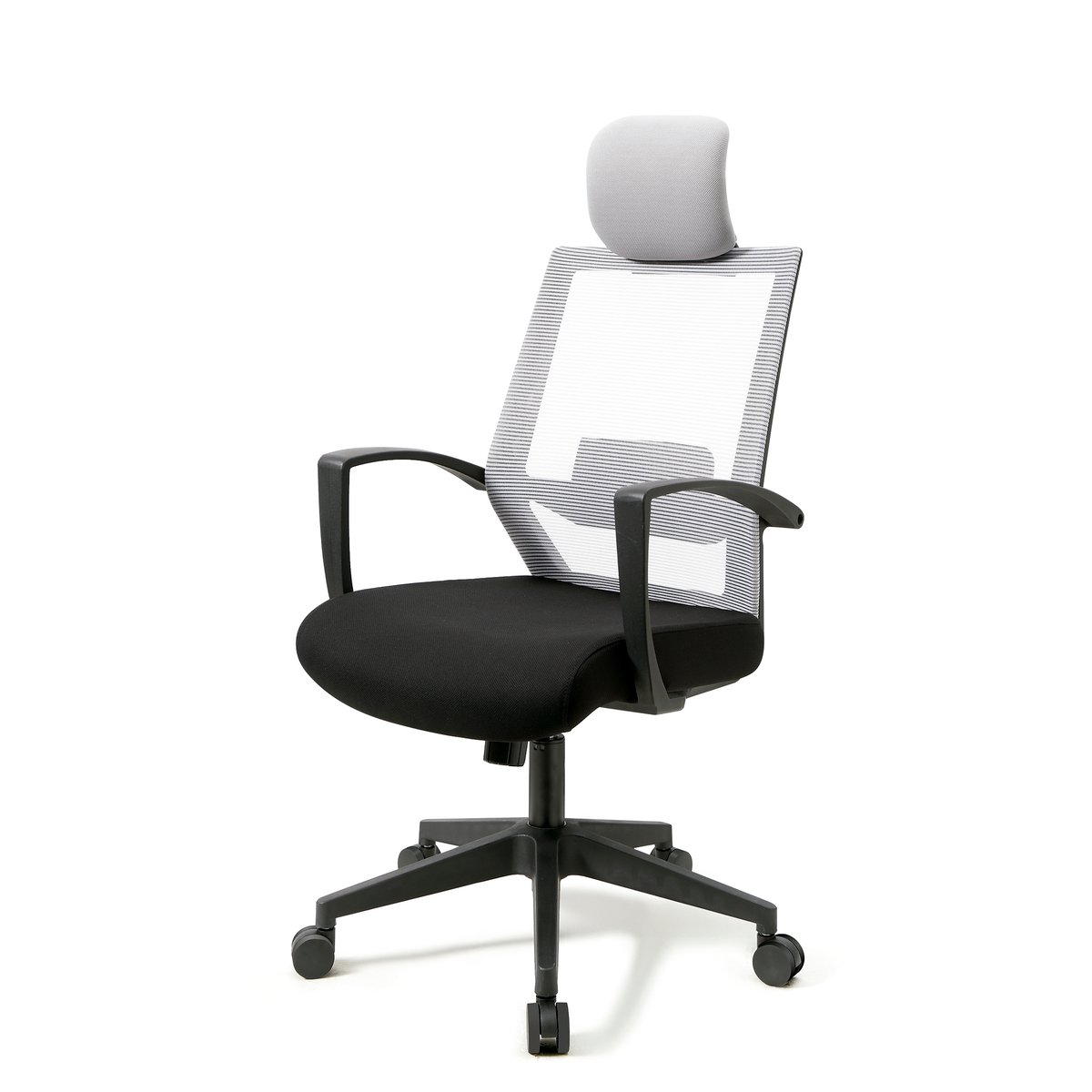 Fauteuil de bureau à roulettes en tissu, MAX gris-noir, HISPANOHOGAR
