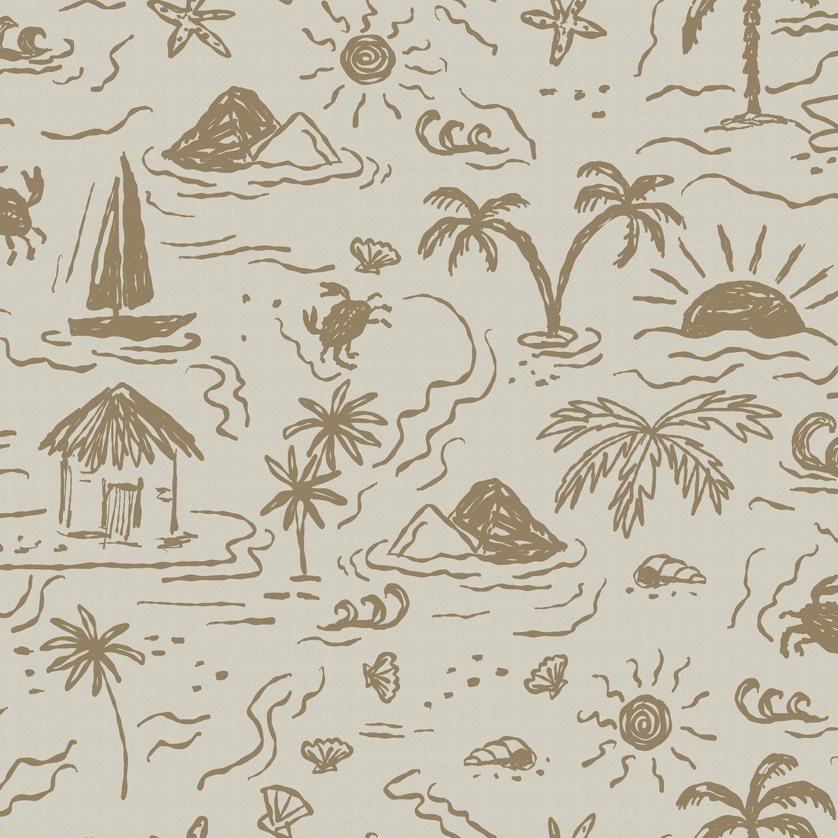 Papier peint Les îles au trésor ocre, beige, SUBLIME