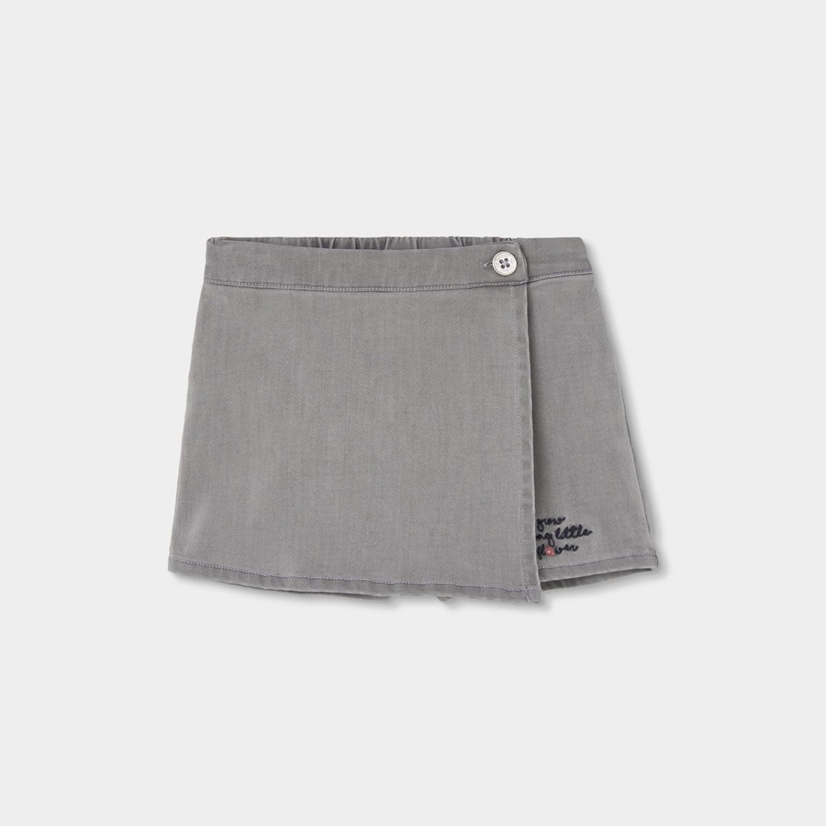 Jupe-short denim avec broderie gris, BOBOLI