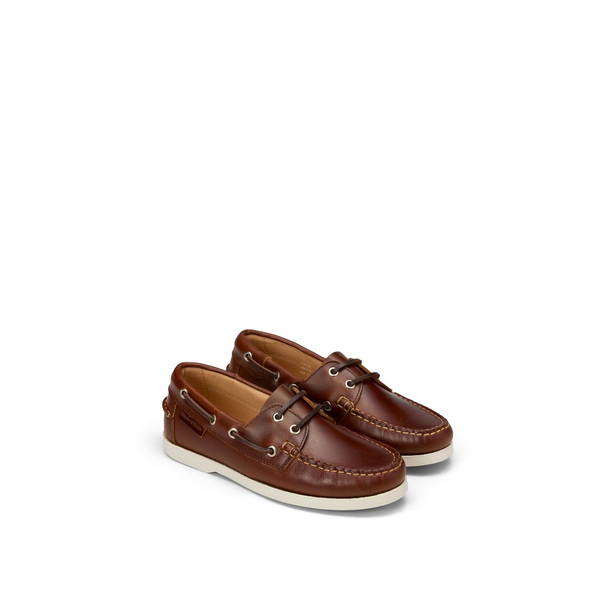 Chaussure bateau modèle Nadja en cuir de vachette souple Pull-Up marron fonce, MARC O'POLO