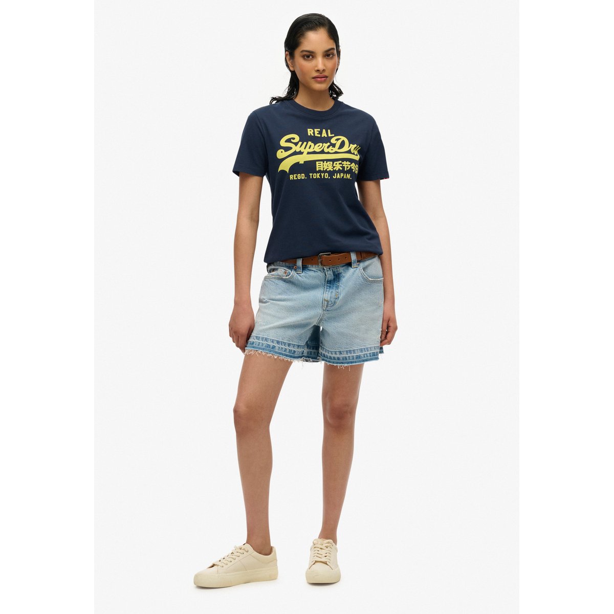 T-shirt ajusté Vintage Logo Neon bleu marine éclipse, SUPERDRY