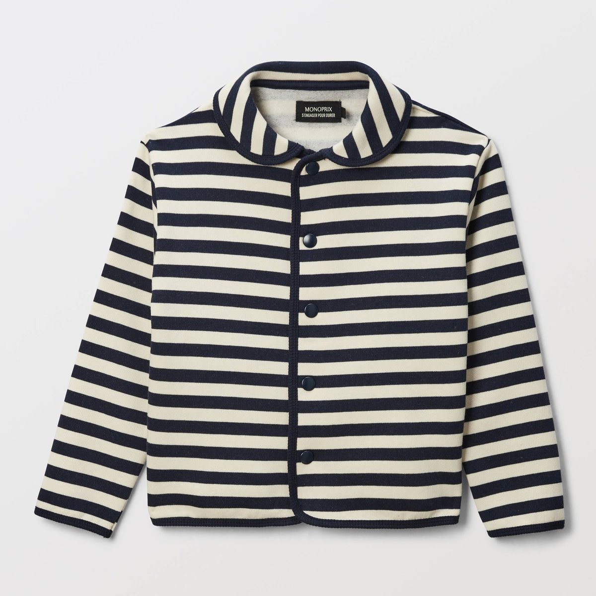 Cardigan rayé en coton BIO GOTS naturel, MONOPRIX