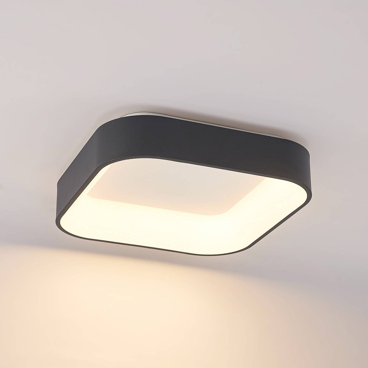 Plafonnier en métal moderneLED, Aleksi noir sable, blanc, ARCCHIO
