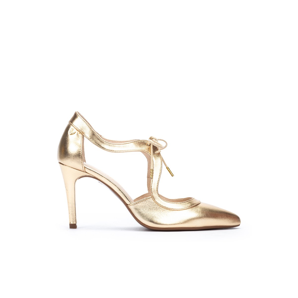Chaussures à talon cuir Thelma gold, MARTINELLI
