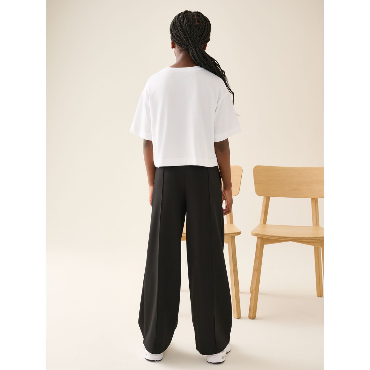 Pantalon d’école large en néoprène stretch noir, NEXT