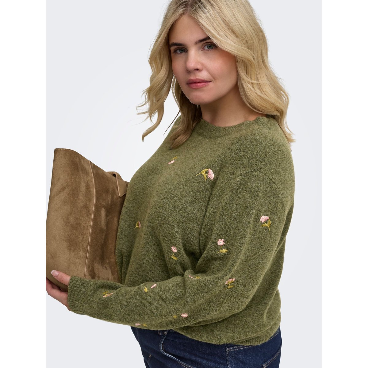 Pull En Maille burnt olive, ONLY CARMAKOMA