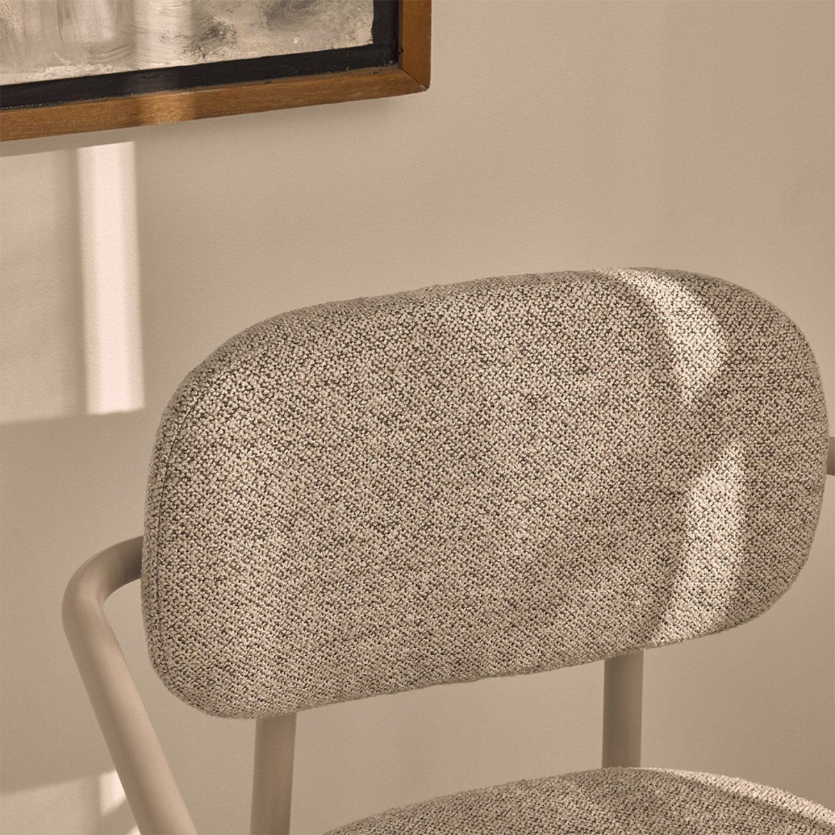 Lot de 2 fauteuils de table en tissu bouclette pieds beiges- STUART beige, DRAWER