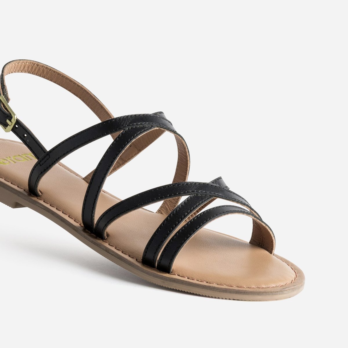 Sandale Plate en cuir SOPHIE noir, ERAM